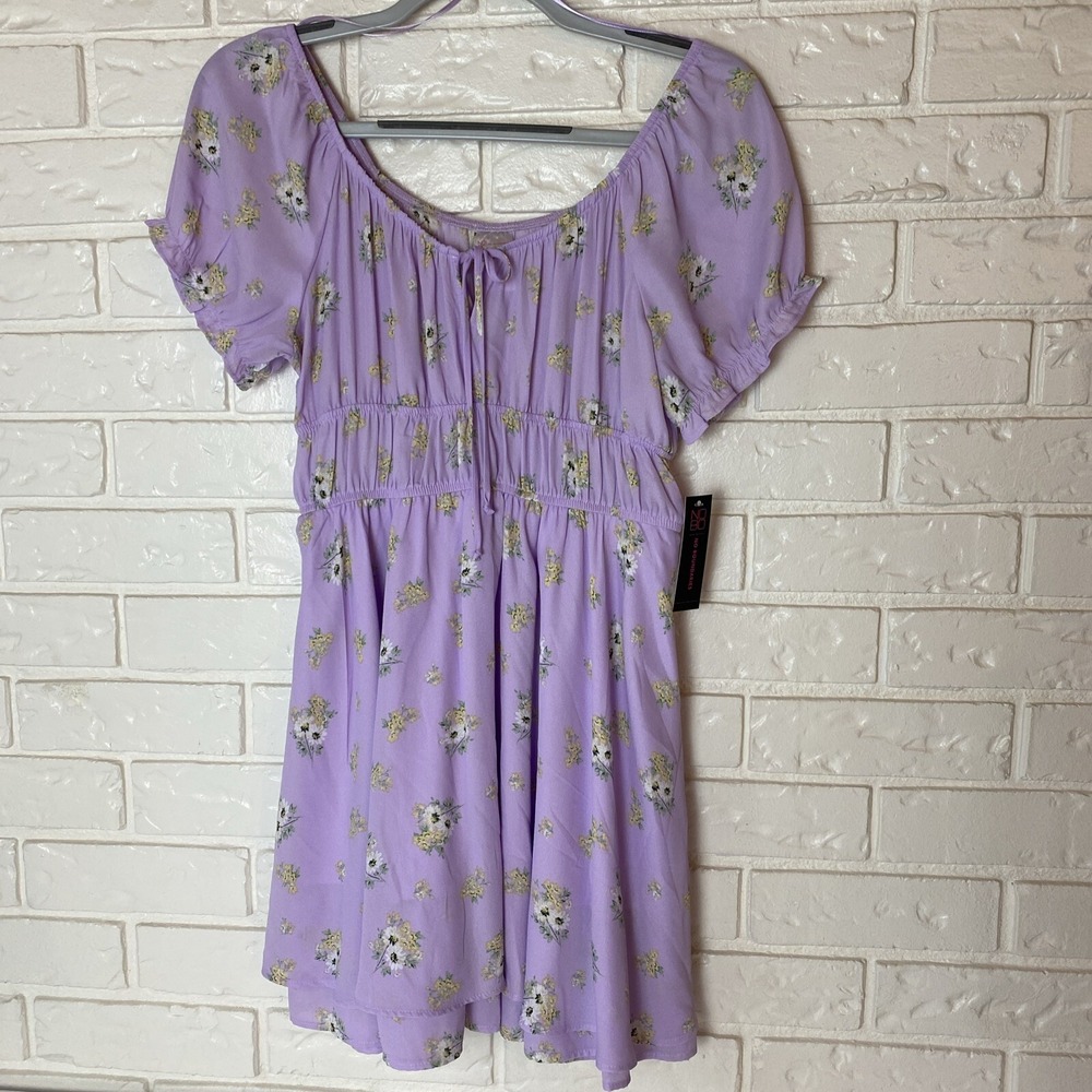 NOBO Skater Dress NWT Smockedโ Size L Off Shoulder Mini Lilac Floral
